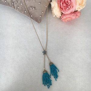 Betsey Jhonson Blue Starfish and Tassel Necklace